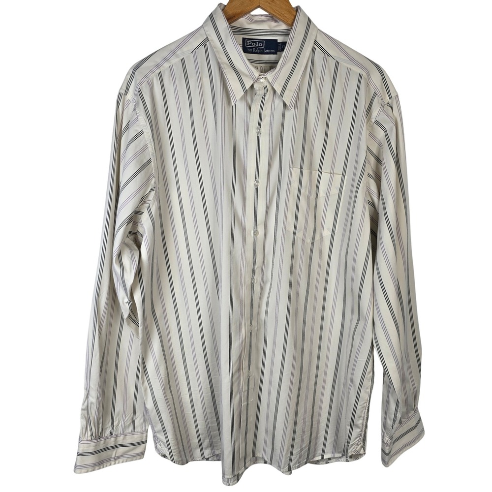 Polo by Ralph Lauren Mens XL Striped Long Sleeve Button Down‎ Dress Shirt